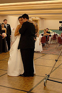 Video camera stand on dance floor.